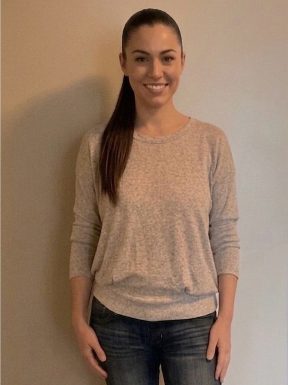 Lolly Gray Crewneck Sweater Tie Back